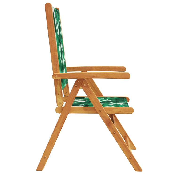 Garden Chairs 2 pcs Leaf Pattern Solid Wood Acacia and Fabric