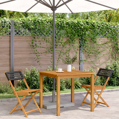Bistro Chair | Set of 2 | Black | Solid acacia wood, poly rattan