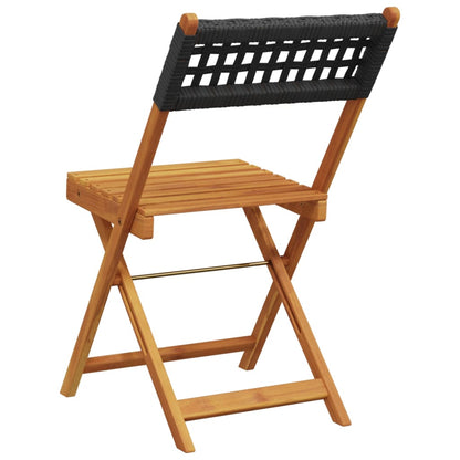 Bistro Chair | Set of 2 | Black | Solid acacia wood, poly rattan