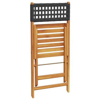 Bistro Chair | Set of 2 | Black | Solid acacia wood, poly rattan