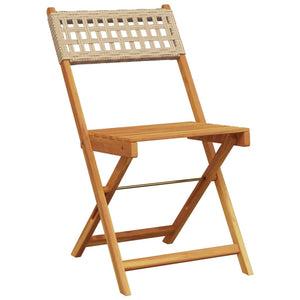 Bistro Chairs 2 pcs Beige Solid Wood Acacia and Poly Rattan