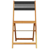 Bistro Chairs 2 pcs Black Solid Wood Acacia and Rope