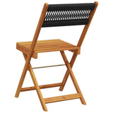 Bistro Chairs 2 pcs Black Solid Wood Acacia and Rope