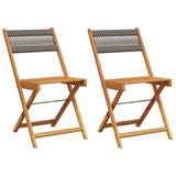 Bistro Chairs 2 pcs Grey Solid Wood Acacia and Rope