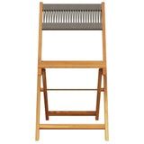 Bistro Chairs 2 pcs Grey Solid Wood Acacia and Rope