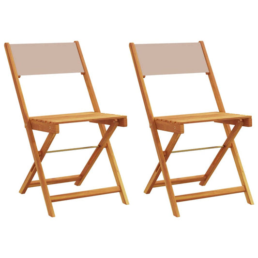 Folding Chairs 2 pcs Taupe Solid Wood Acacia and Fabric