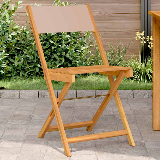 Folding Chairs 2 pcs Taupe Solid Wood Acacia and Fabric