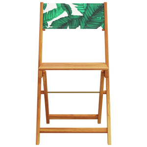 Bistro Chairs 2 pcs Leaf Pattern Solid Wood Acacia and Fabric