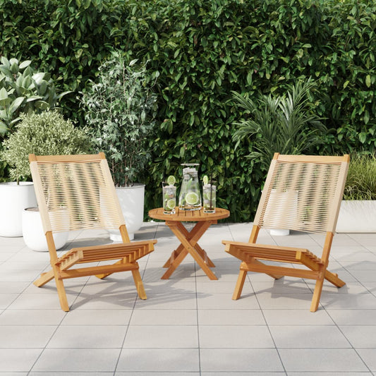 Garden Chairs 2 pcs Beige Solid Wood Acacia and Polypropylene
