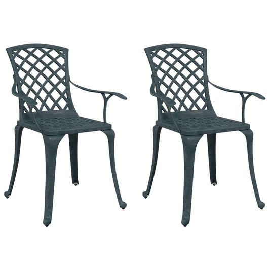 Garden Chairs 2 pcs Green Cast Aluminium