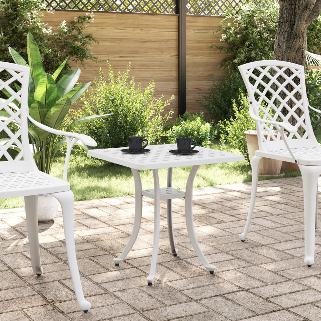 Garden Table White Cast Aluminum Small Durable Garden Table