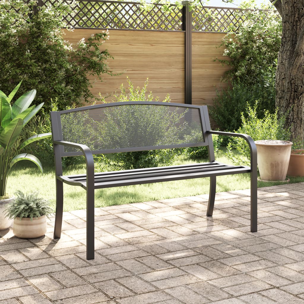 Garden Bench | Black | Powder-Coated Steel | Standard |  Durable