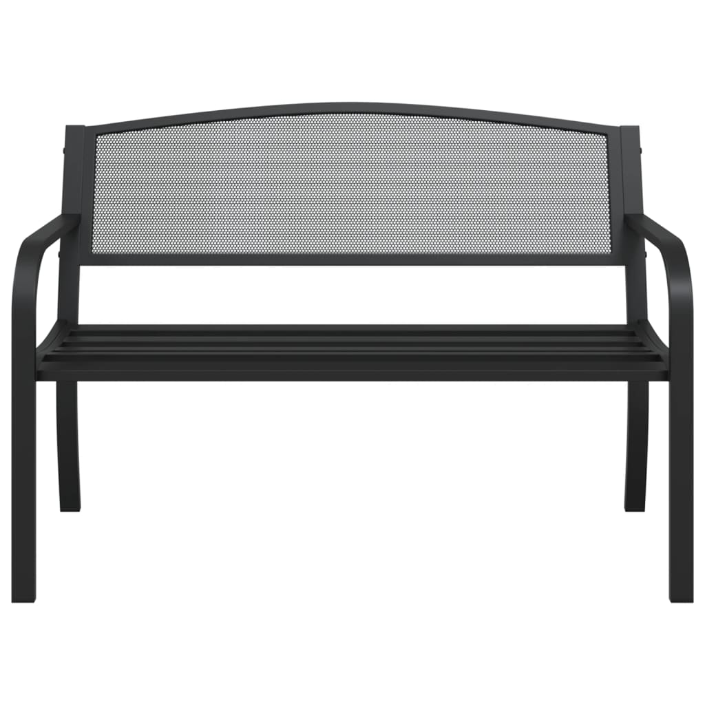 Garden Bench | Black | Powder-Coated Steel | Standard |  Durable