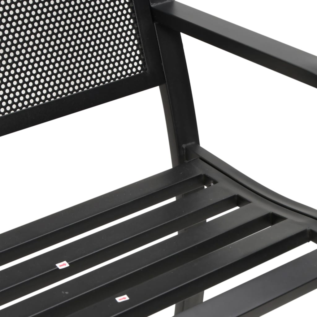 Garden Bench | Black | Powder-Coated Steel | Standard |  Durable