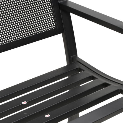 Garden Bench | Black | Powder-Coated Steel | Standard |  Durable