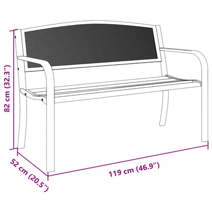 Garden Bench | Black | Powder-Coated Steel | Standard |  Durable