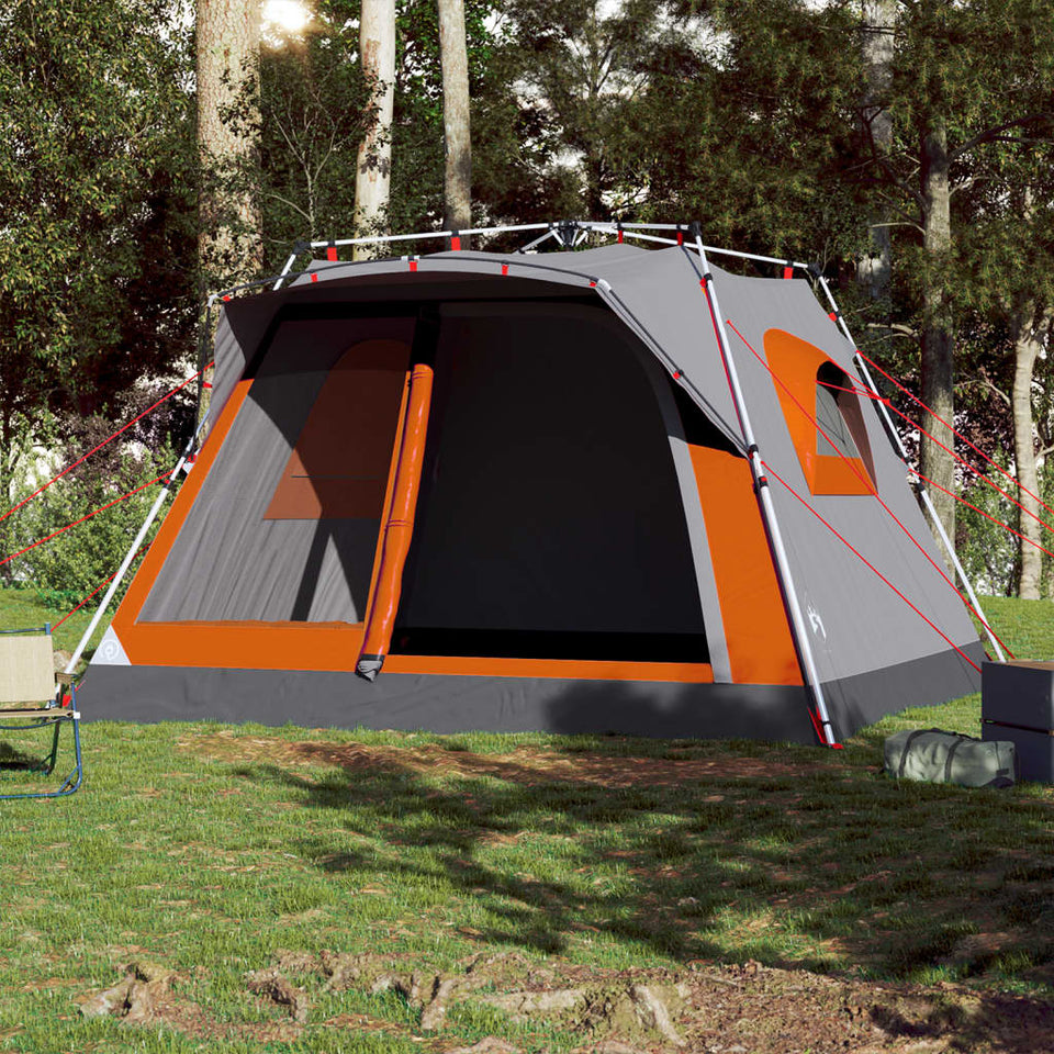 Family Tent Cabin 7-Person Grey and Orange Quick Release