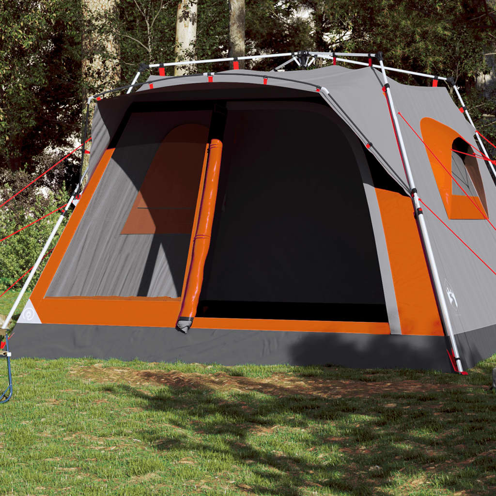 Family Tent Cabin 7-Person Grey and Orange Quick Release