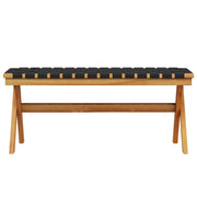 Garden Bench Black Solid Wood Acacia and Fabric