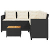 Patio Sofa with Table and Cushions L-shaped Black Poly Rattan
