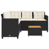 Patio Sofa with Table and Cushions L-shaped Black Poly Rattan