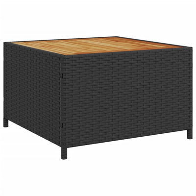 Patio Sofa with Table and Cushions L-shaped Black Poly Rattan
