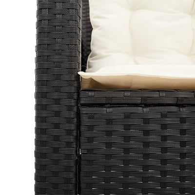 Patio Sofa with Table and Cushions L-shaped Black Poly Rattan