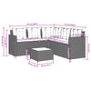Patio Sofa with Table and Cushions L-shaped Black Poly Rattan