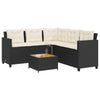 Patio Sofa with Table and Cushions L-shaped Black Poly Rattan