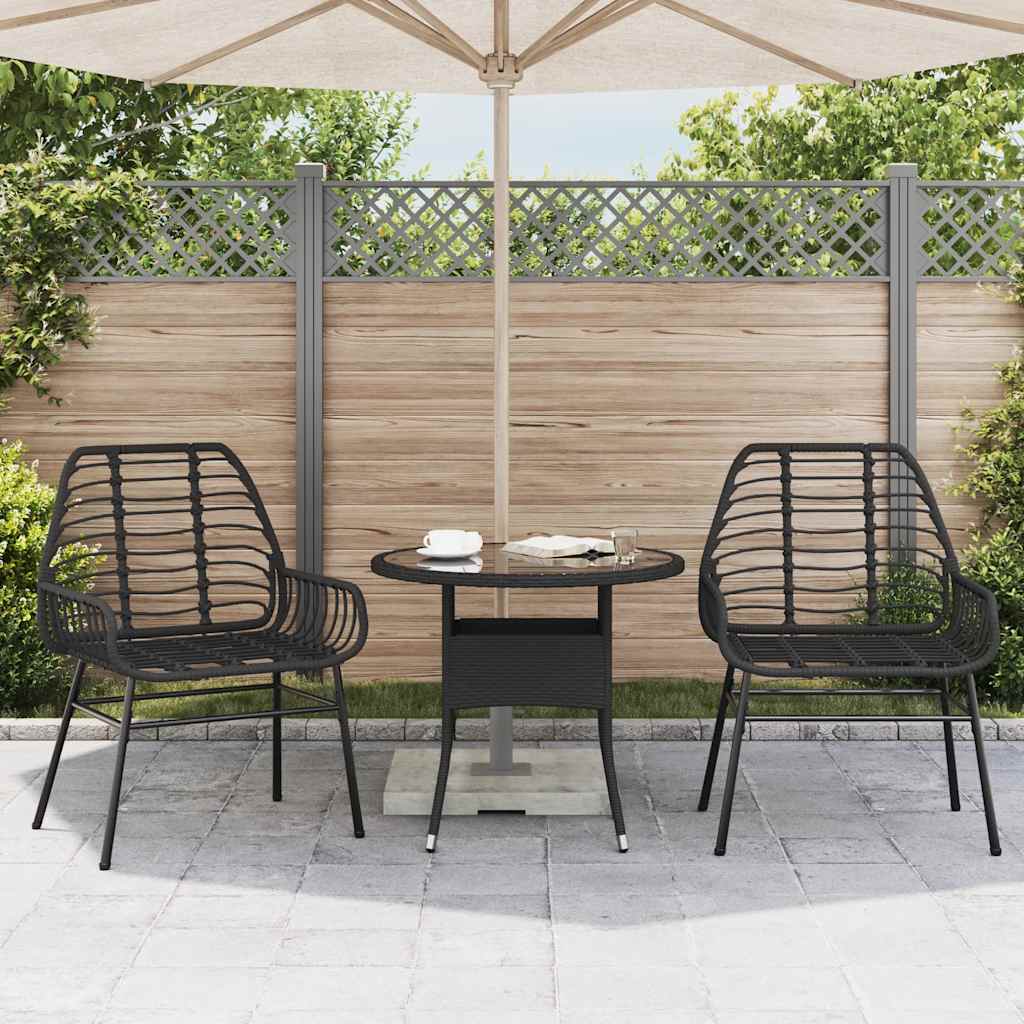 Garden Chairs 2 pcs Black Poly Rattan