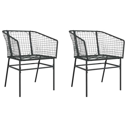 Garden Chair | Black | PE Rattan, Powder-Coated Steel | Durable