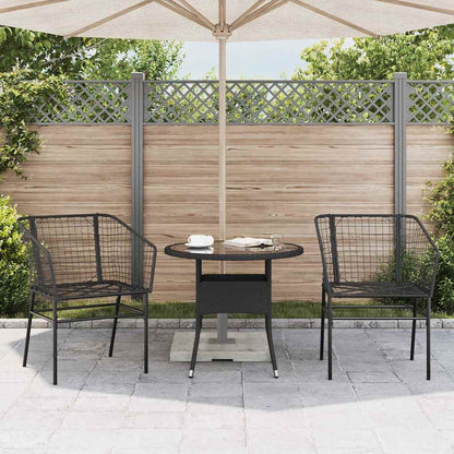 Garden Chair | Black | PE Rattan, Powder-Coated Steel | Durable