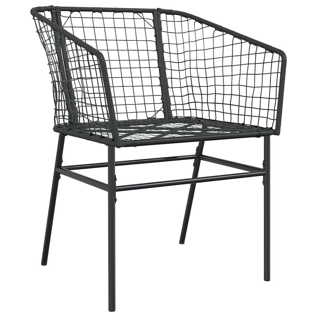Garden Chair | Black | PE Rattan, Powder-Coated Steel | Durable