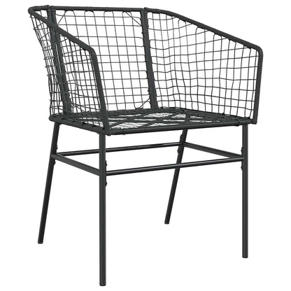 Garden Chair | Black | PE Rattan, Powder-Coated Steel | Durable