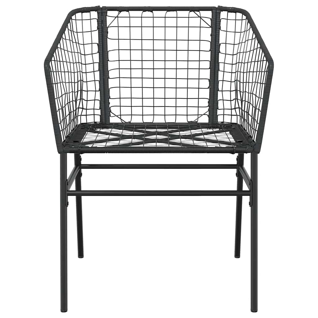 Garden Chair | Black | PE Rattan, Powder-Coated Steel | Durable