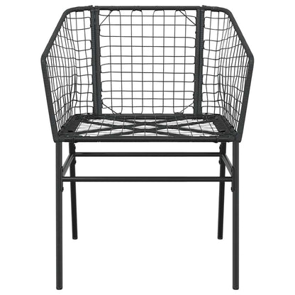 Garden Chair | Black | PE Rattan, Powder-Coated Steel | Durable