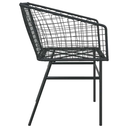 Garden Chair | Black | PE Rattan, Powder-Coated Steel | Durable