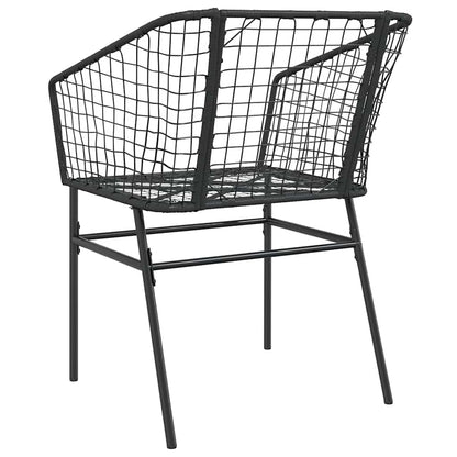 Garden Chair | Black | PE Rattan, Powder-Coated Steel | Durable