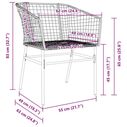 Garden Chair | Black | PE Rattan, Powder-Coated Steel | Durable