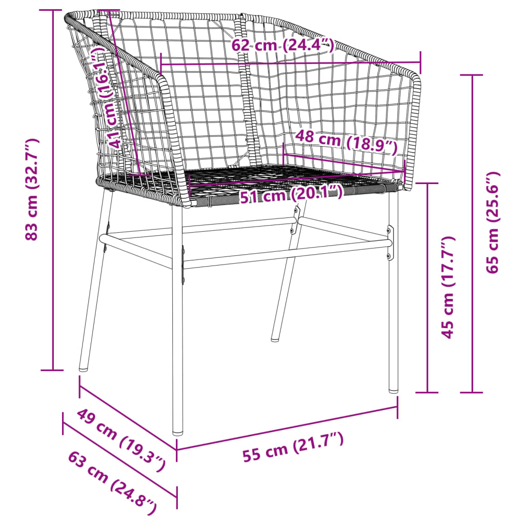 Garden Chair | Brown | PE rattan, powder-coated steel | Standard