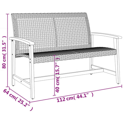 5 Piece Garden Lounge Set Grey Poly Rattan and Acacia Wood