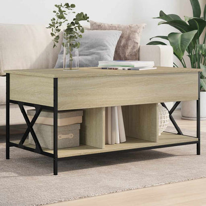 Coffee Table Sonoma Oak 100x55x50 cm Engineered Wood and Metal