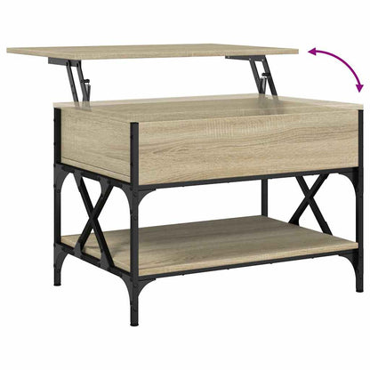 Coffee Table Sonoma Oak 70x50x50 cm Engineered Wood and Metal