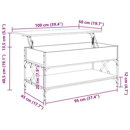 Coffee Table Grey Sonoma 100x50x50 cm Engineered Wood and Metal