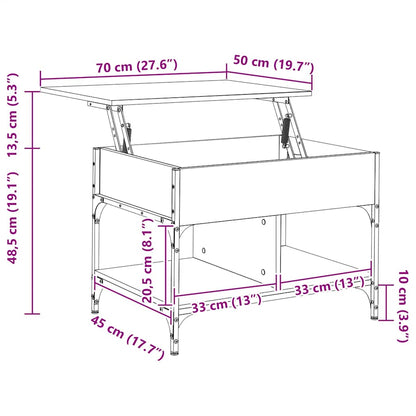 Coffee Table Black 70x50x50 cm Engineered Wood and Metal
