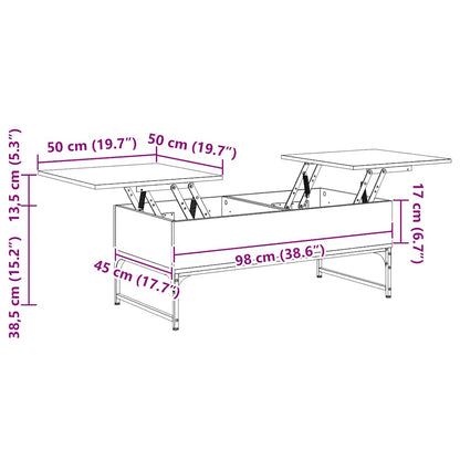 Coffee Table Sonoma Oak 100x50x40 cm Engineered Wood and Metal