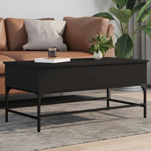 Coffee Table Black 100x50x45 cm Engineered Wood and Metal