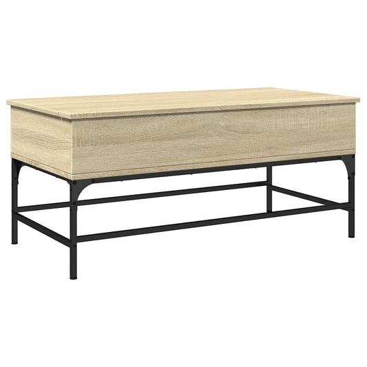 Coffee Table Sonoma Oak 100x50x45 cm Engineered Wood and Metal