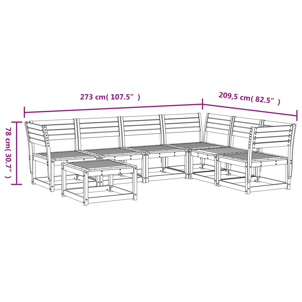 Garden Lounge Set | White | Solid pine wood | 7 Piece Set | Modular