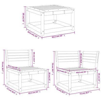 Garden Lounge Set | White | Solid pine wood | 7 Piece Set | Modular